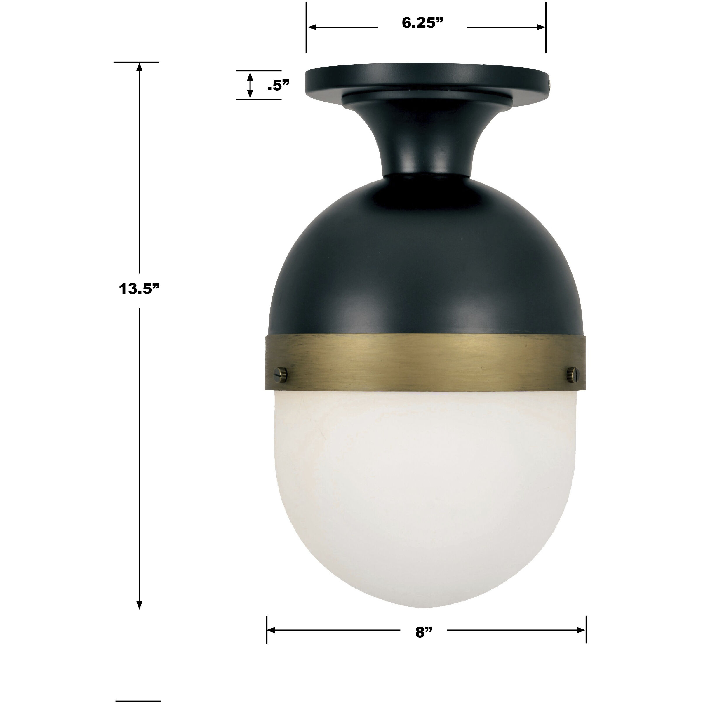 Capsule 1 Light 8 inch Matte Black/Textured Gold Outdoor Semi Flush, Brian Patrick Flynn
