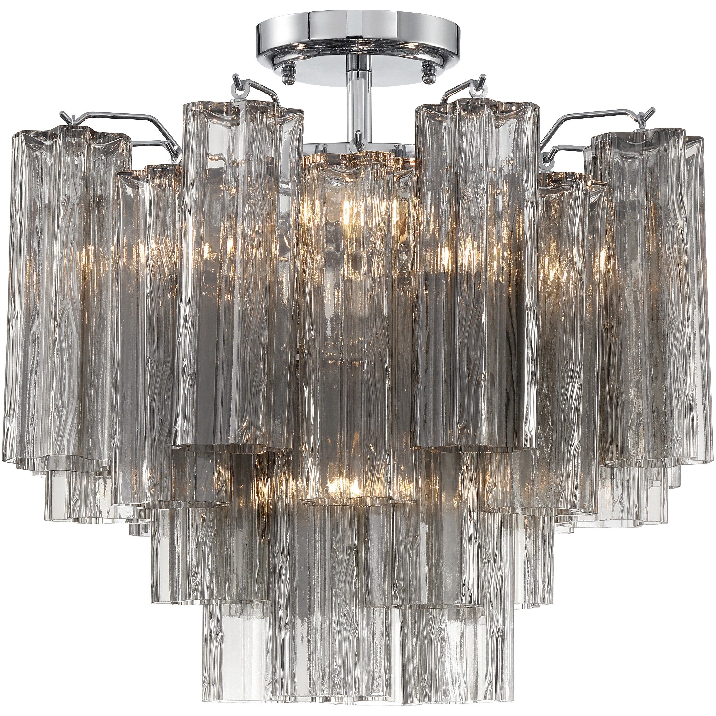 Addis 4 Light 17.75 inch Polished Chrome Semi Flush Ceiling Light in Smoke
