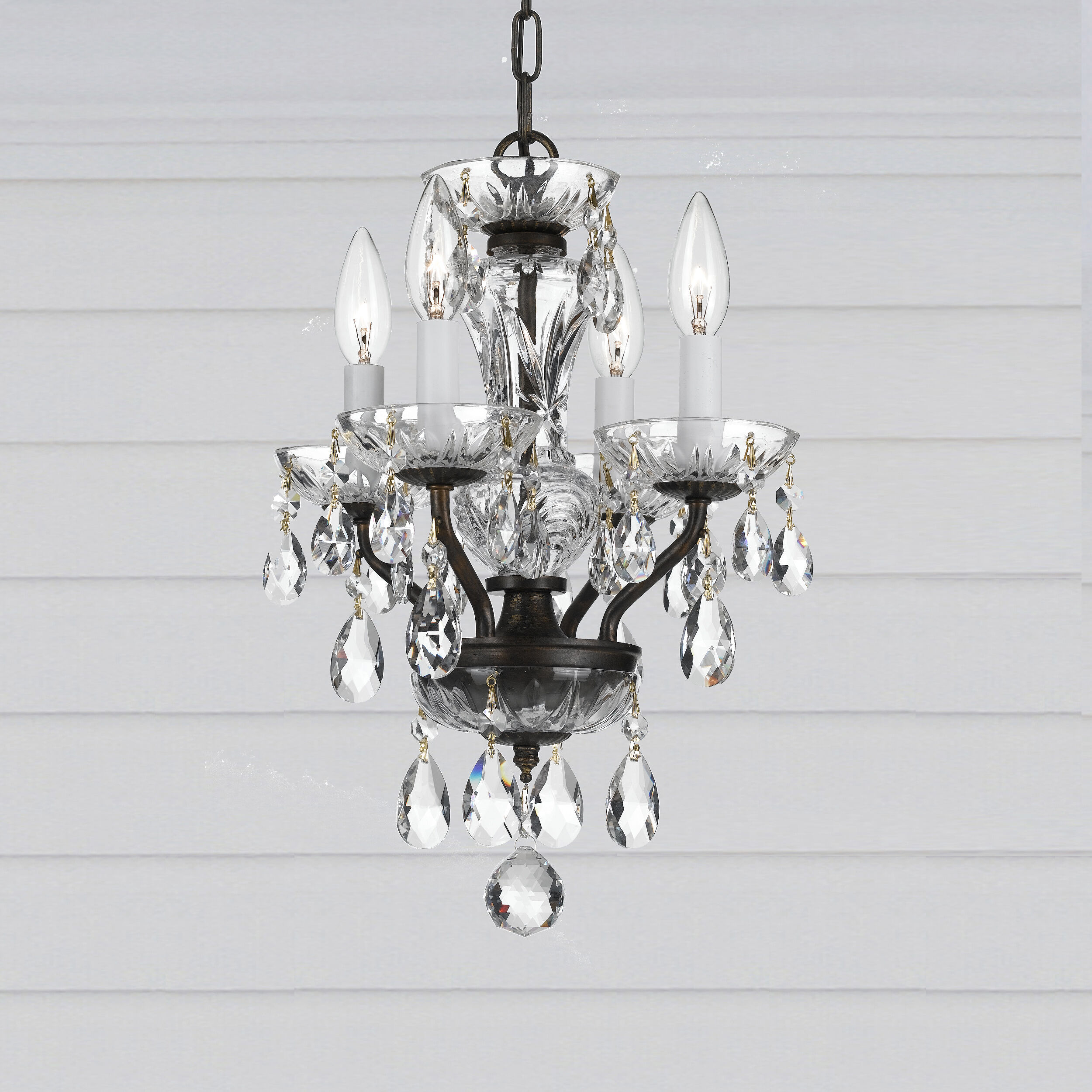 Welton 4 Light 11 inch English Bronze Mini Chandelier Ceiling Light in Clear Hand Cut