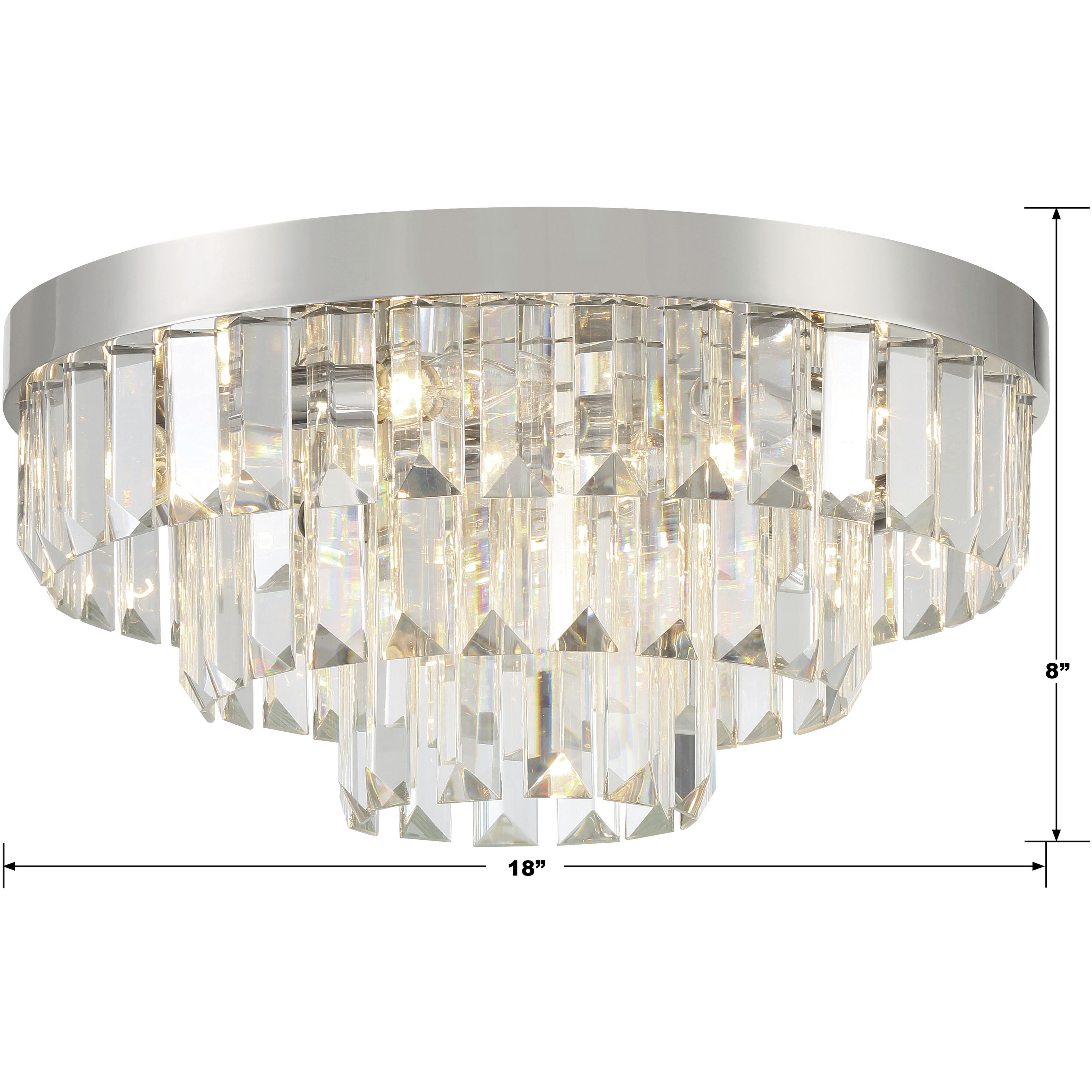 Hayes 8 Light 18 inch Polished Nickel Flush/Semi Flush Ceiling Light