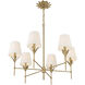 Broche 6 Light 32 inch Antique Gold Chandelier Ceiling Light