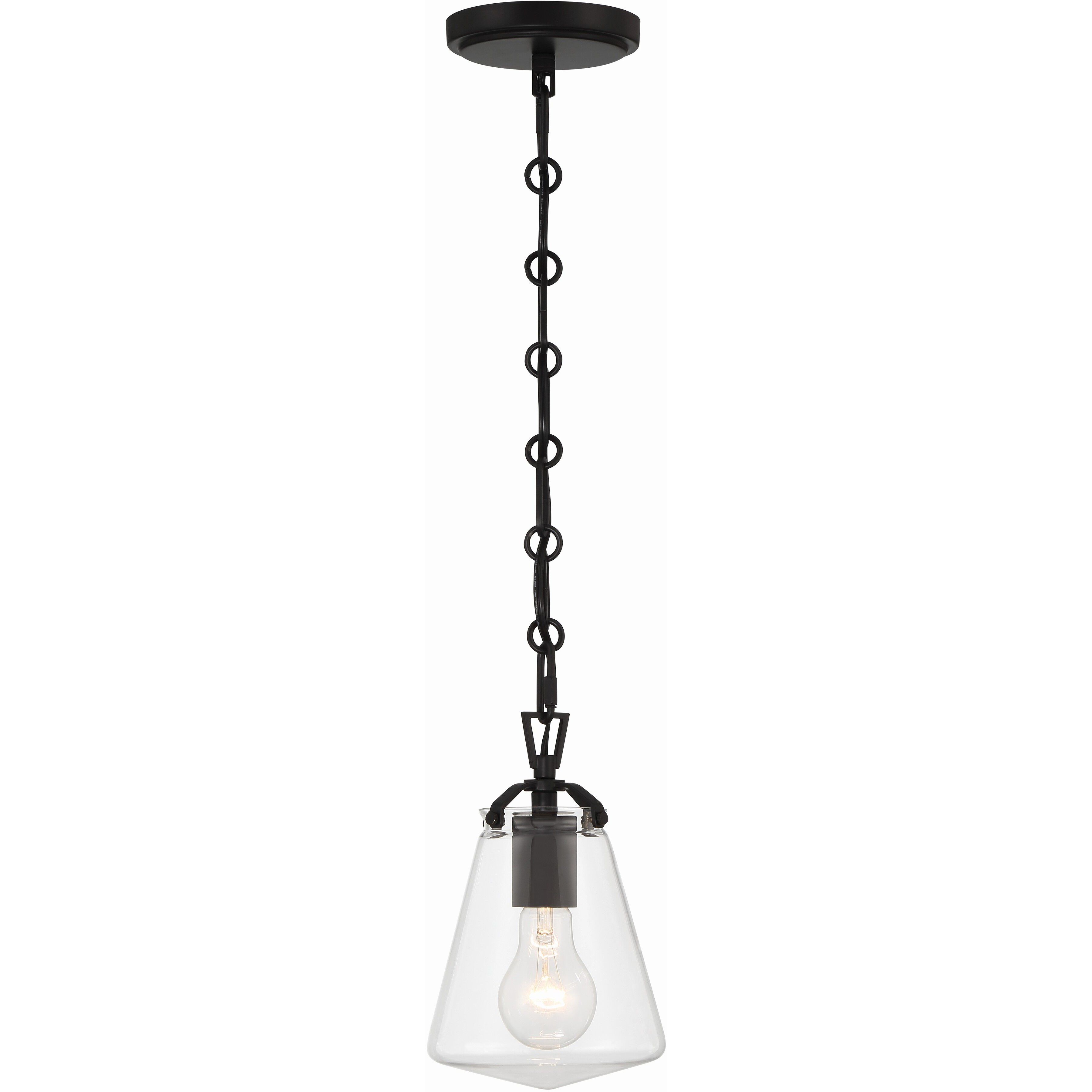 Voss 1 Light 5.75 inch Matte Black Mini Pendant Ceiling Light