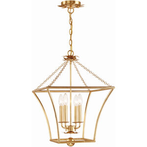 Broche 4 Light 16 inch Antique Gold Hanging Lantern Ceiling Light