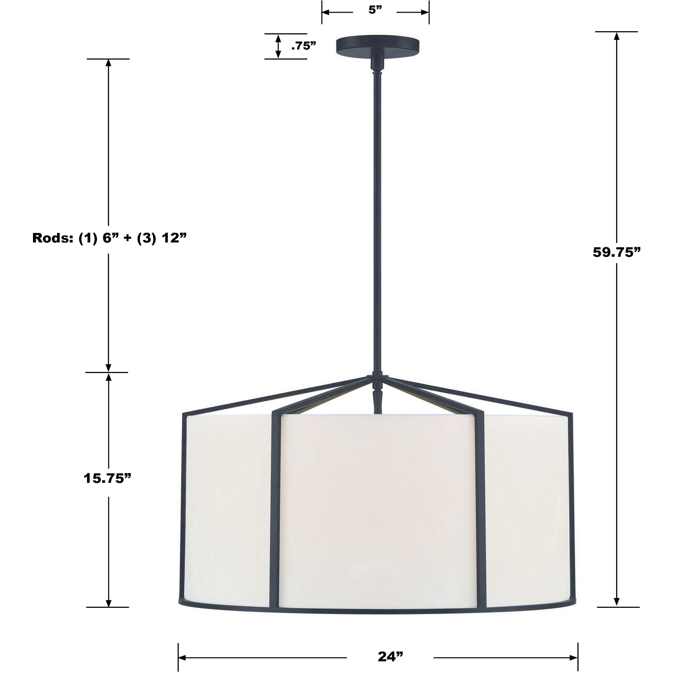 Carlyn 6 Light 24 inch Black Chandelier Ceiling Light