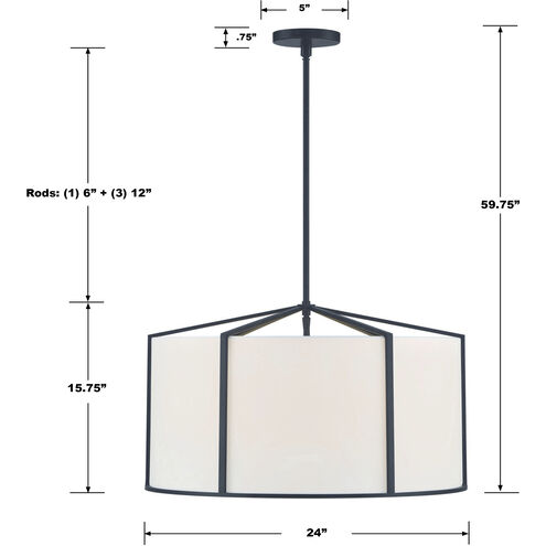 Carlyn 6 Light 24 inch Black Chandelier Ceiling Light