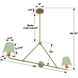 Xavier 2 Light 42 inch Vibrant Gold Linear Chandelier Ceiling Light in Vibrant Gold and Green