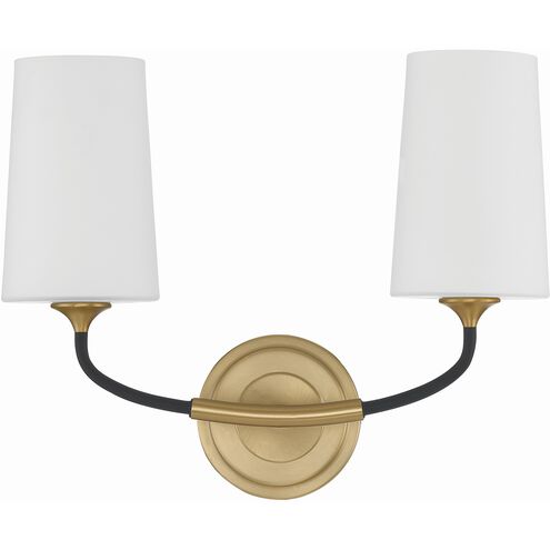 Niles 2 Light 15 inch Black Forged and Modern Gold Sconce Wall Light