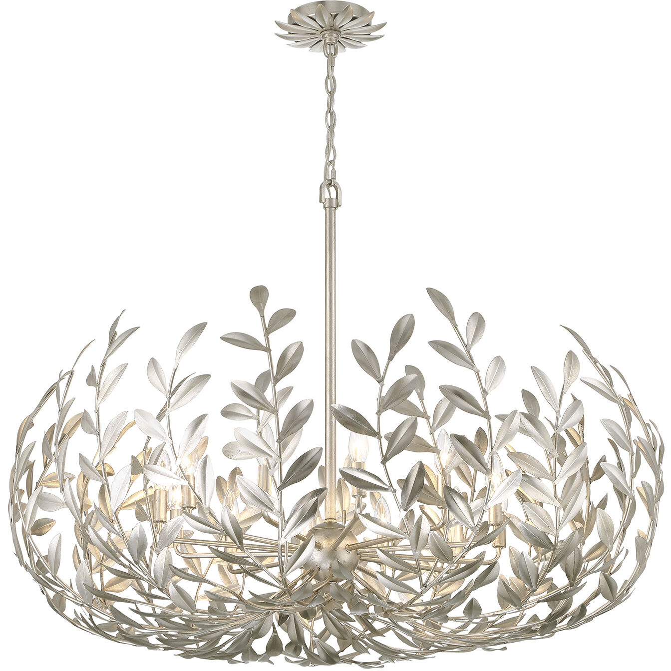 Broche 12 Light 42 inch Antique Silver Chandelier Ceiling Light