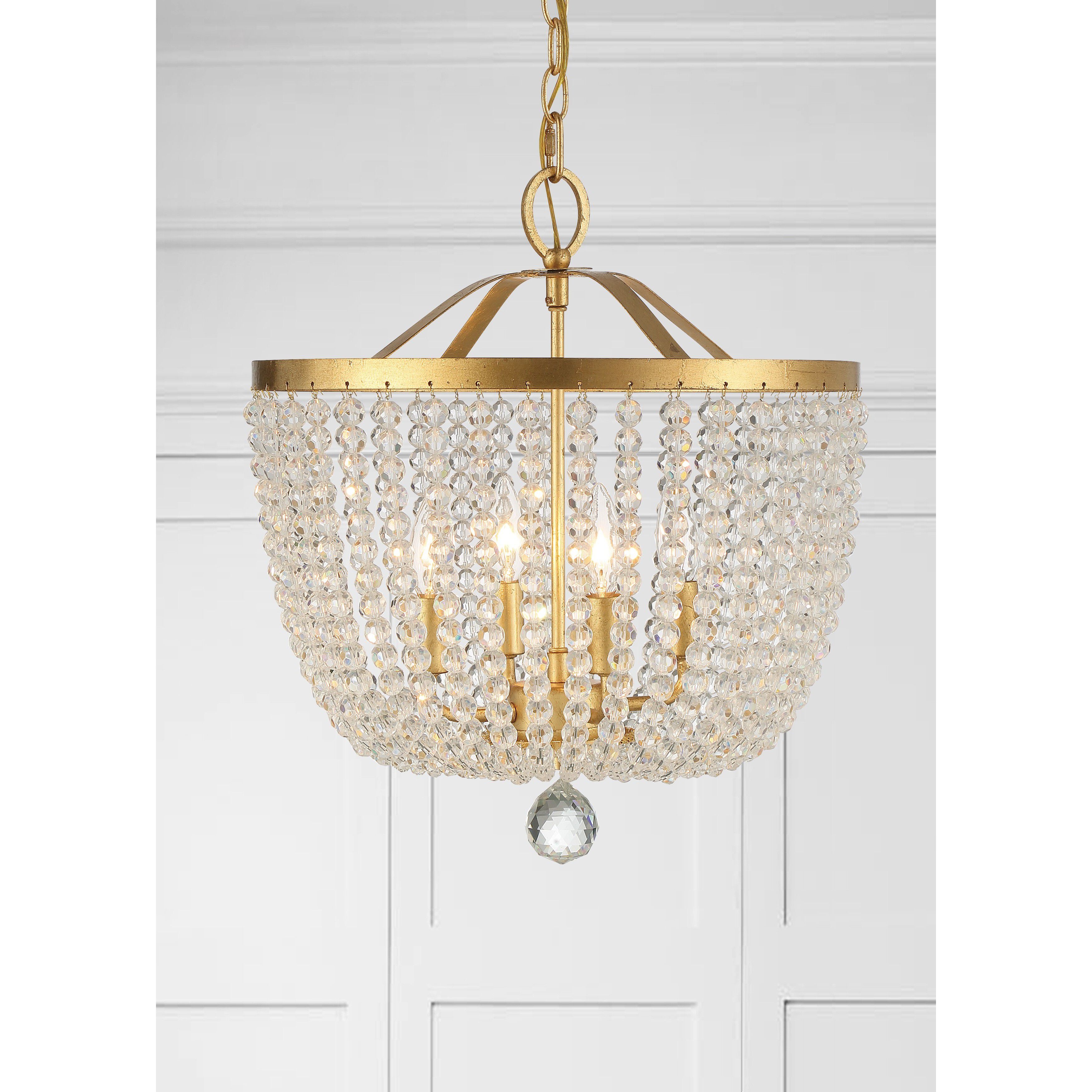 Rylee 4 Light 16.5 inch Antique Gold Mini Chandelier Ceiling Light