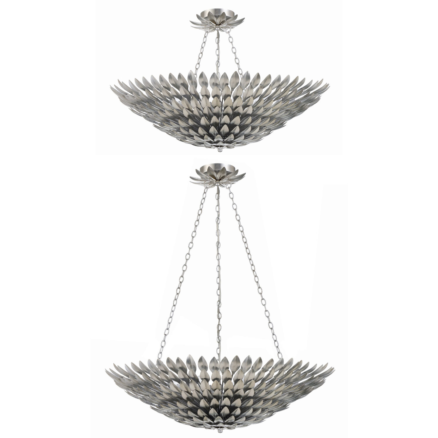 Broche 8 Light 30 inch Antique Silver Chandelier Ceiling Light