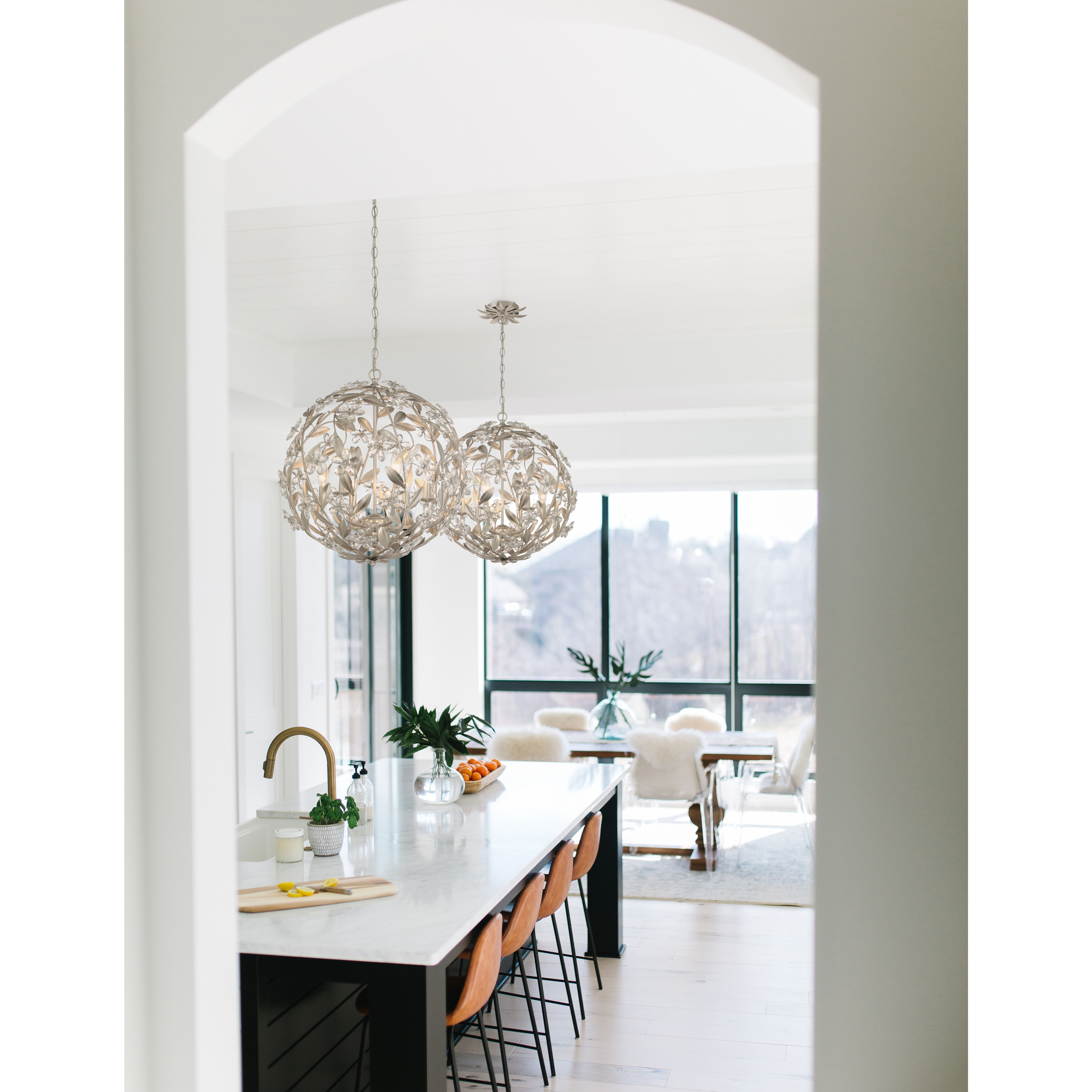 Marselle 6 Light 22 inch Antique Silver Chandelier Ceiling Light