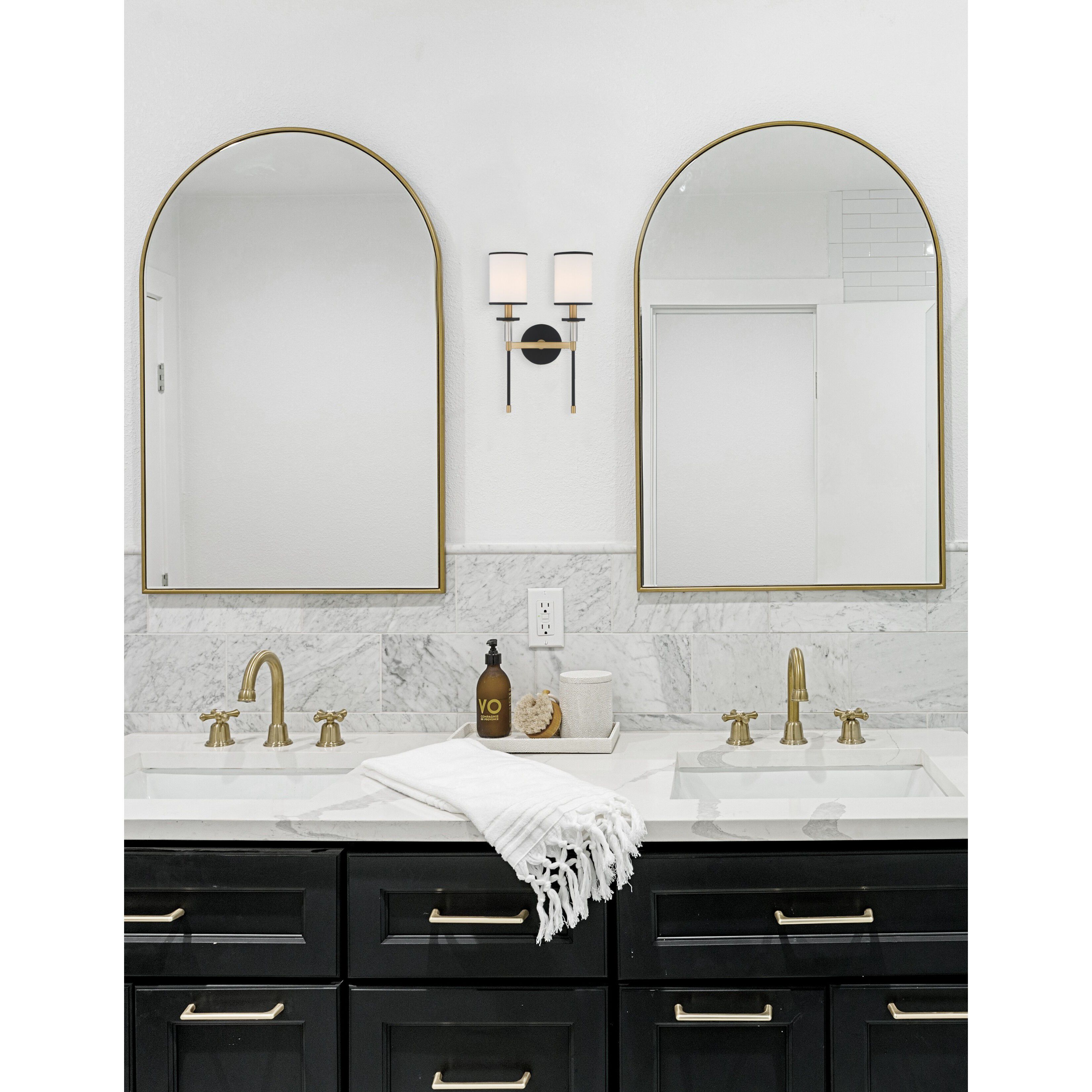 Hatfield 2 Light 12 inch Black Forged and Vibrant Gold Sconce Wall Light in Black Forged with Vibrant Gold