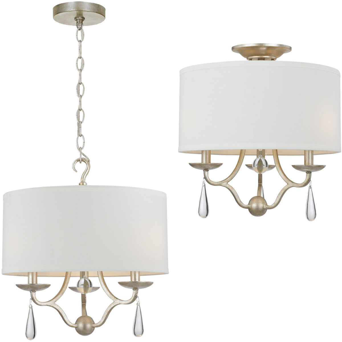 Crystorama 5973 SL Manning 3 Light 16 inch Silver Leaf Chandelier