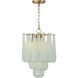 Ollie 4 Light 14.25 inch Aged Brass Chandelier Ceiling Light in Sand Glass Green