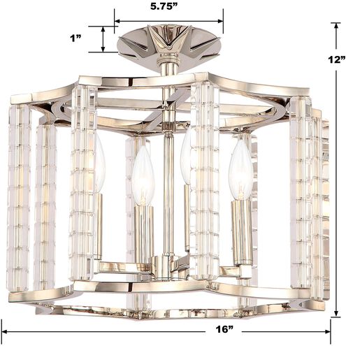 Carson 4 Light 16 inch Polished Nickel Semi Flush Ceiling Light