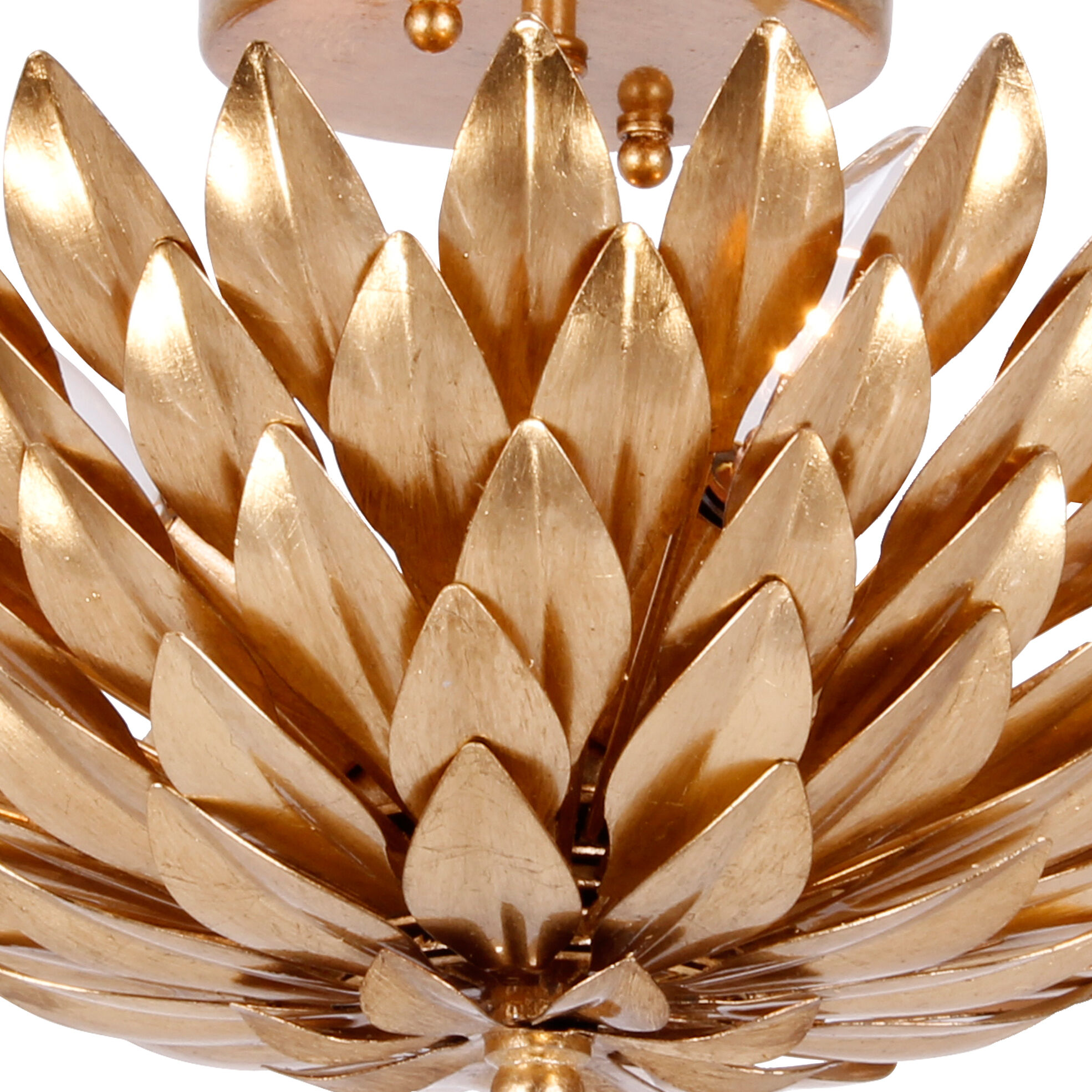 Broche 4 Light 16 inch Antique Gold Semi Flush Ceiling Light