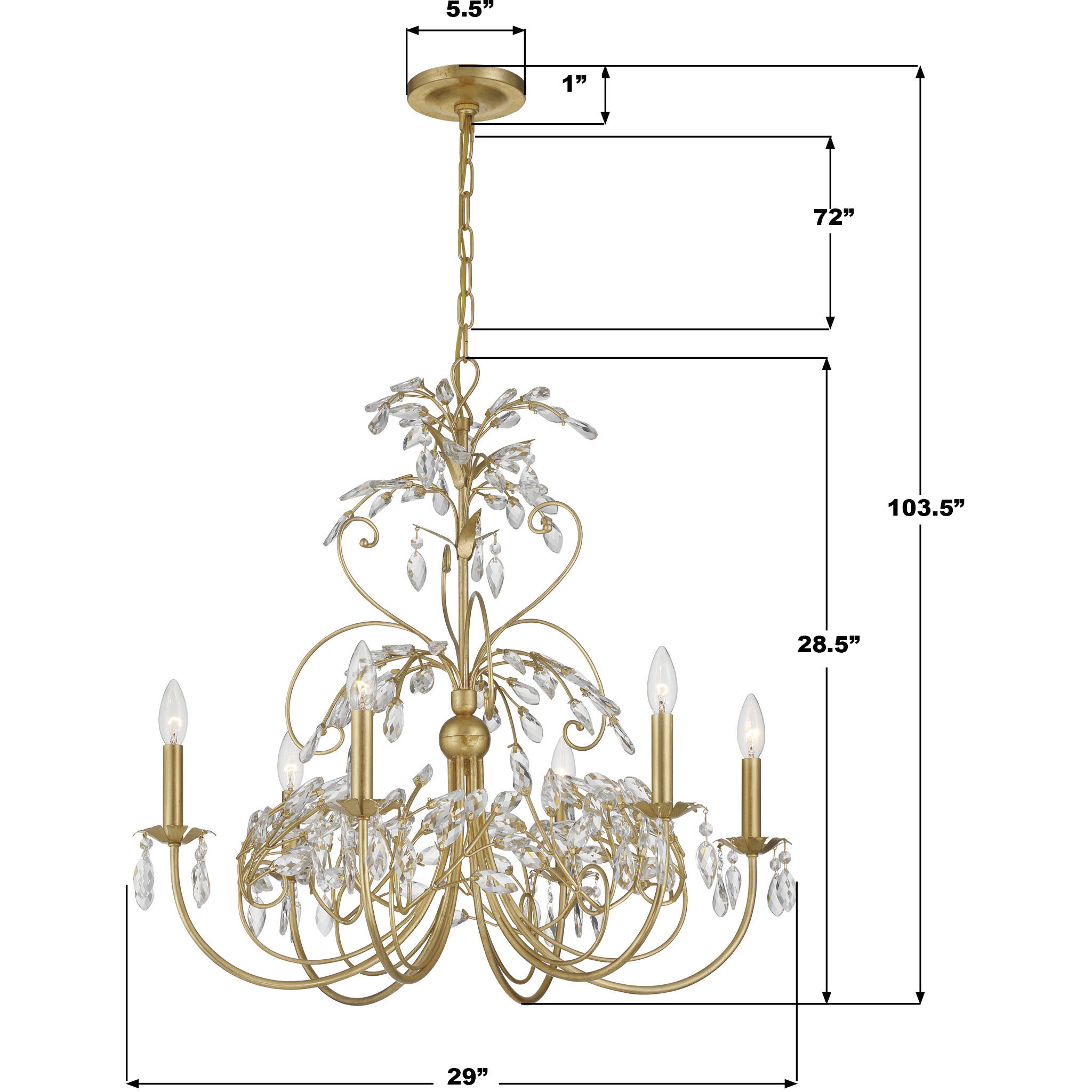 Sadie 6 Light 29 inch Antique Gold Chandelier Ceiling Light