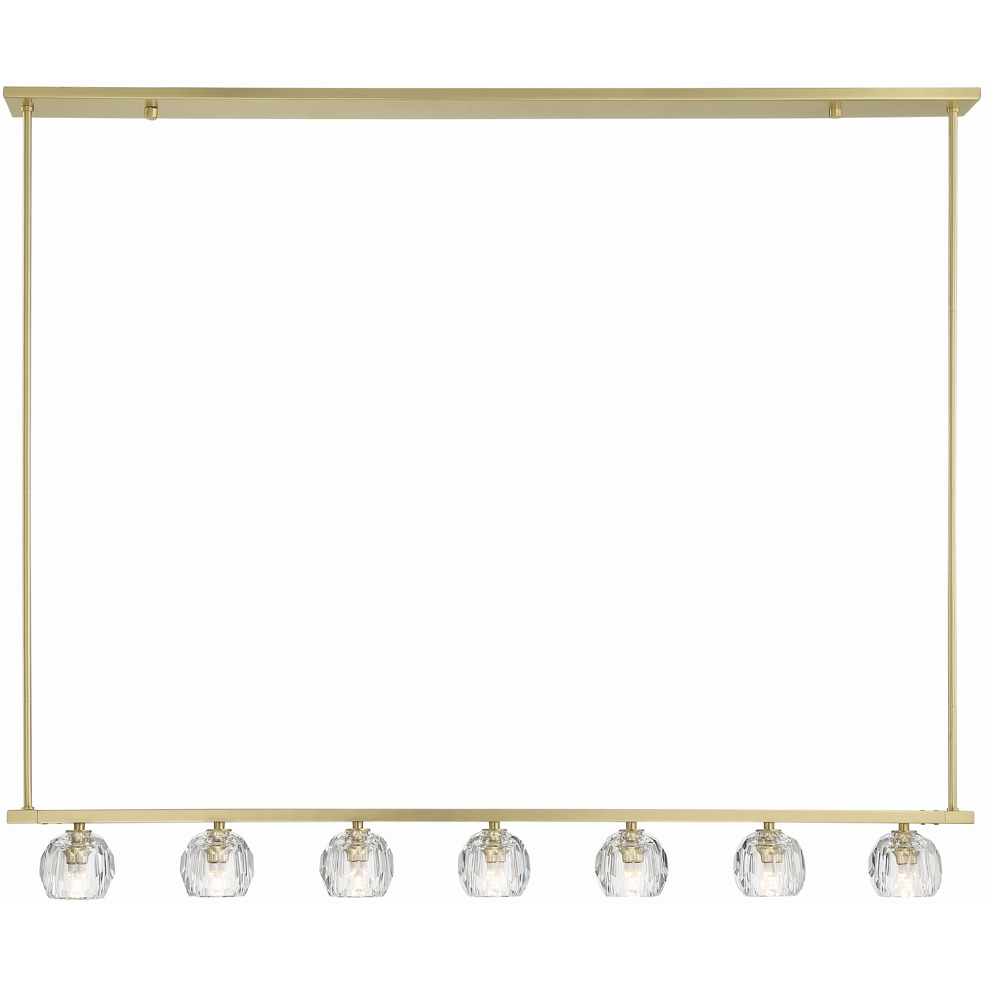 Aragon 7 Light 56 inch Soft Brass Linear Chandelier Ceiling Light