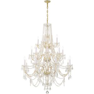 Traditional Crystal 20 Light 37 inch Polished Brass Chandelier Ceiling Light