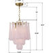 Ollie 4 Light 14.25 inch Aged Brass Chandelier Ceiling Light in Sand Glass Blush