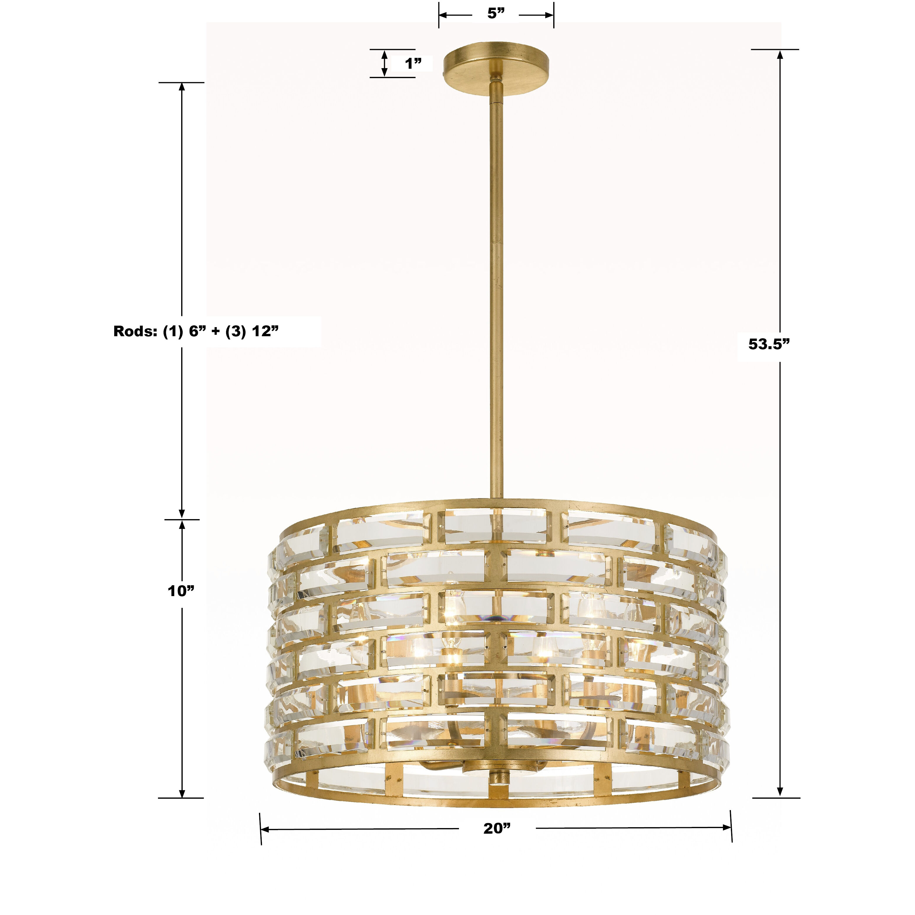 Meridian 6 Light 20 inch Antique Gold Chandelier Ceiling Light