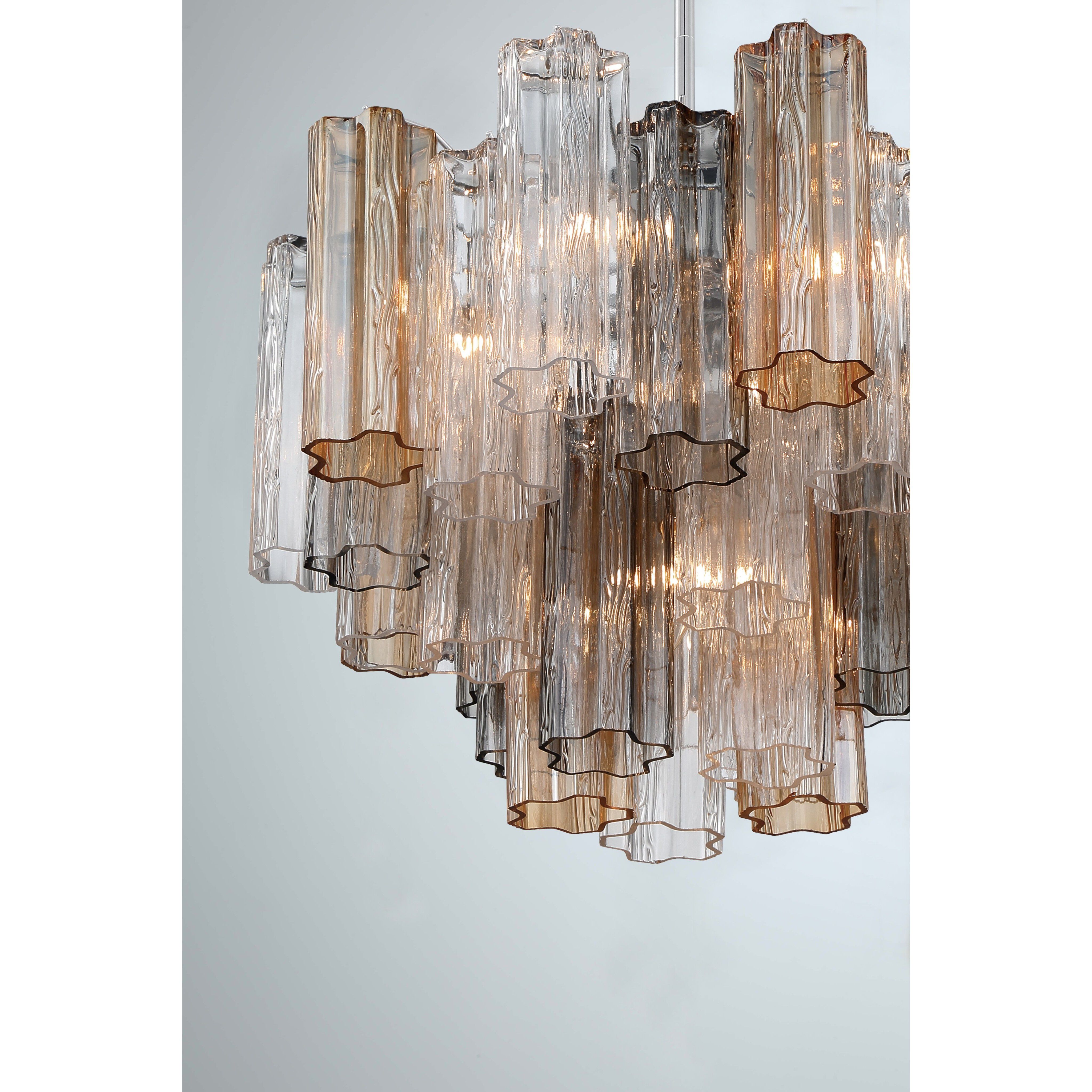 Addis 6 Light 19.75 inch Polished Chrome Chandelier Ceiling Light in Tronchi Glass Autumn