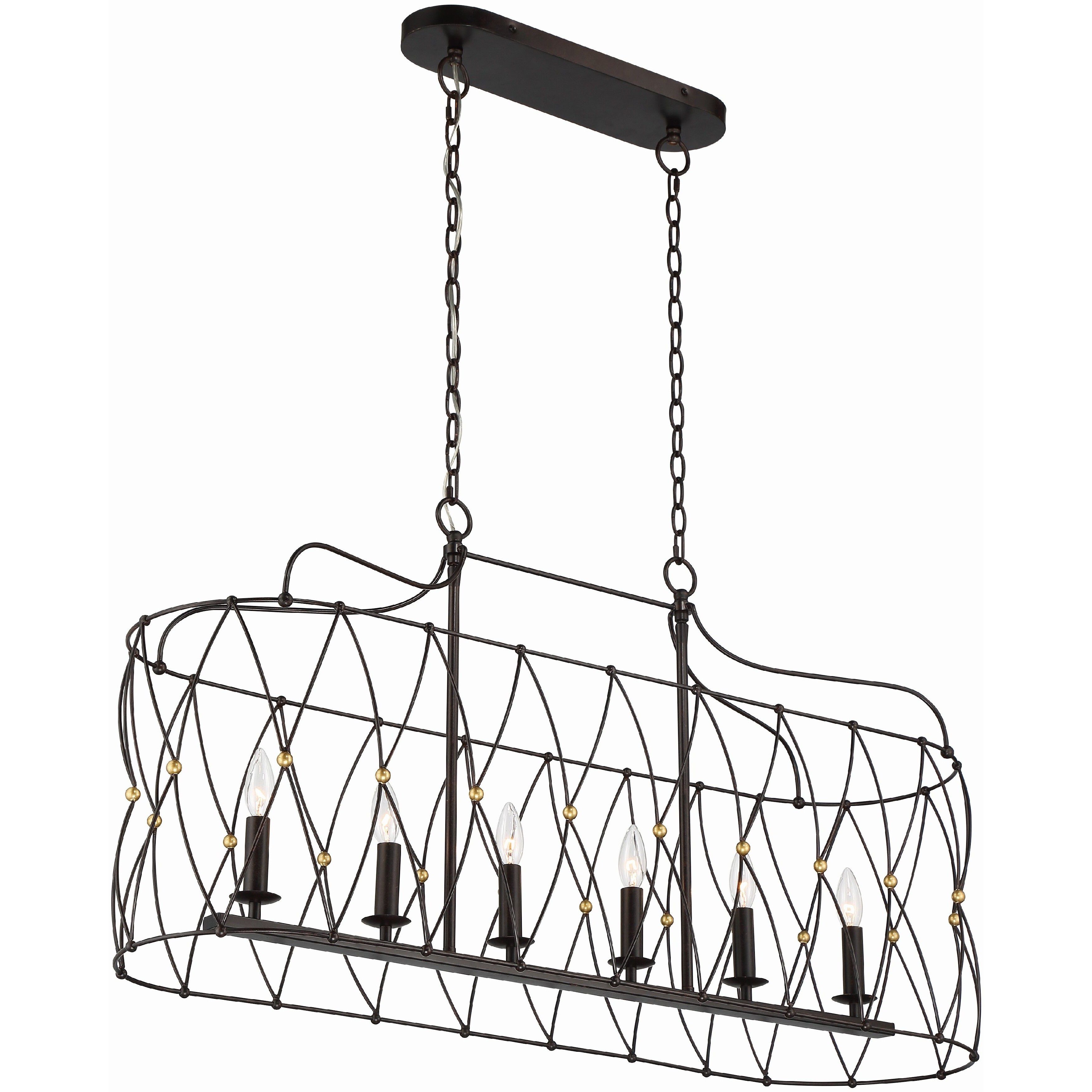 Zucca 6 Light 42.5 inch English Bronze and Antique Gold Linear Chandelier Ceiling Light