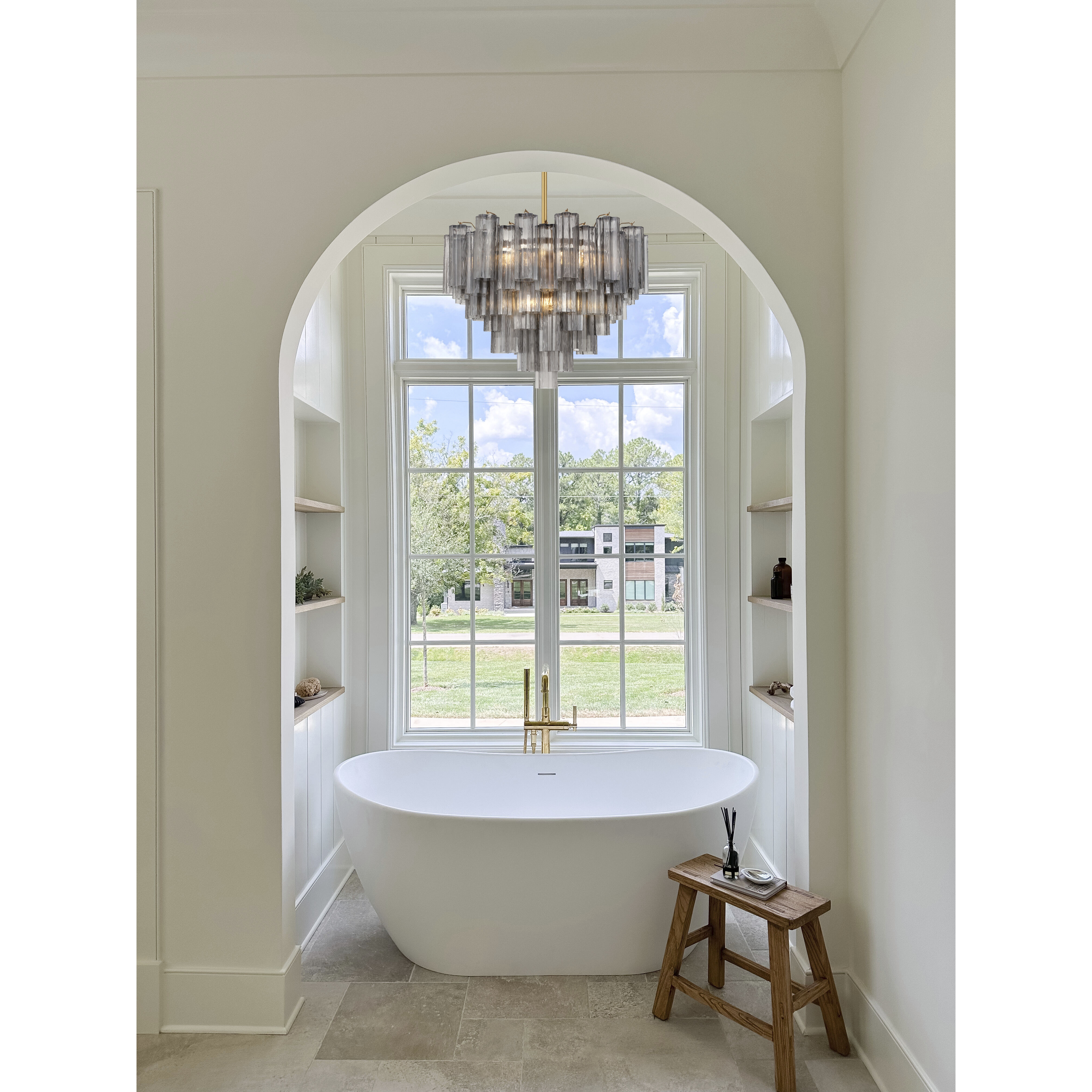 Addis 12 Light 26.75 inch Aged Brass Chandelier Ceiling Light in Tronchi Glass Smoke