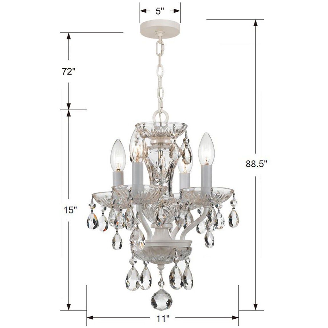 Welton 4 Light 11 inch Wet White Mini Chandelier Ceiling Light in Clear Hand Cut