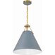 Xavier 3 Light 16 inch Vibrant Gold Pendant Ceiling Light in Vibrant Gold and Blue