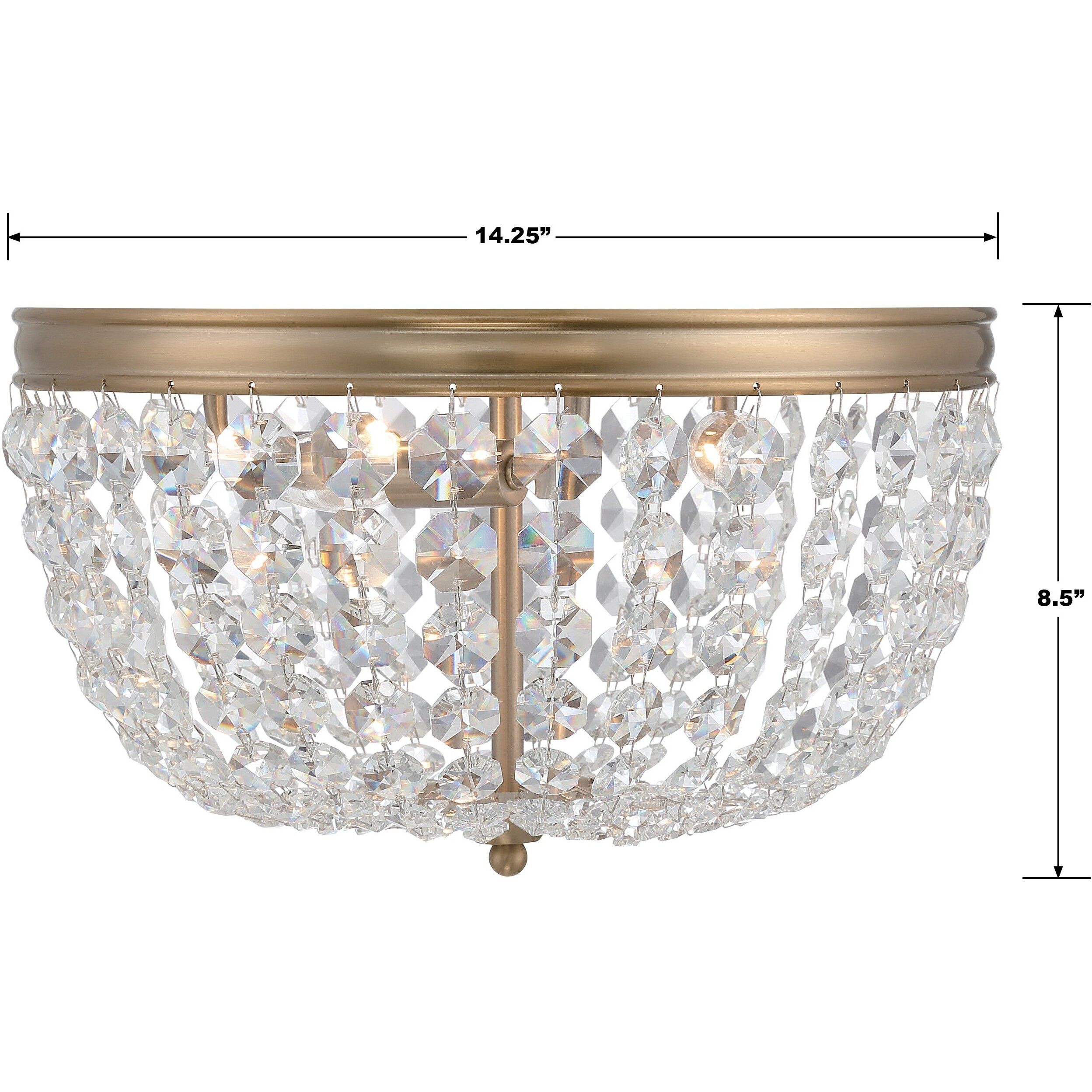Nola 3 Light 14.25 inch Vibrant Gold Flush Ceiling Light