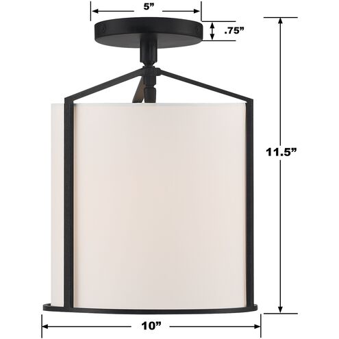 Carlyn 1 Light 10 inch Black Semi Flush Ceiling Light
