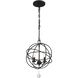 Solaris 3 Light 12.5 inch Black Mini Chandelier Ceiling Light