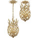 Broche 3 Light 9.5 inch Antique Gold Semi Flush Ceiling Light