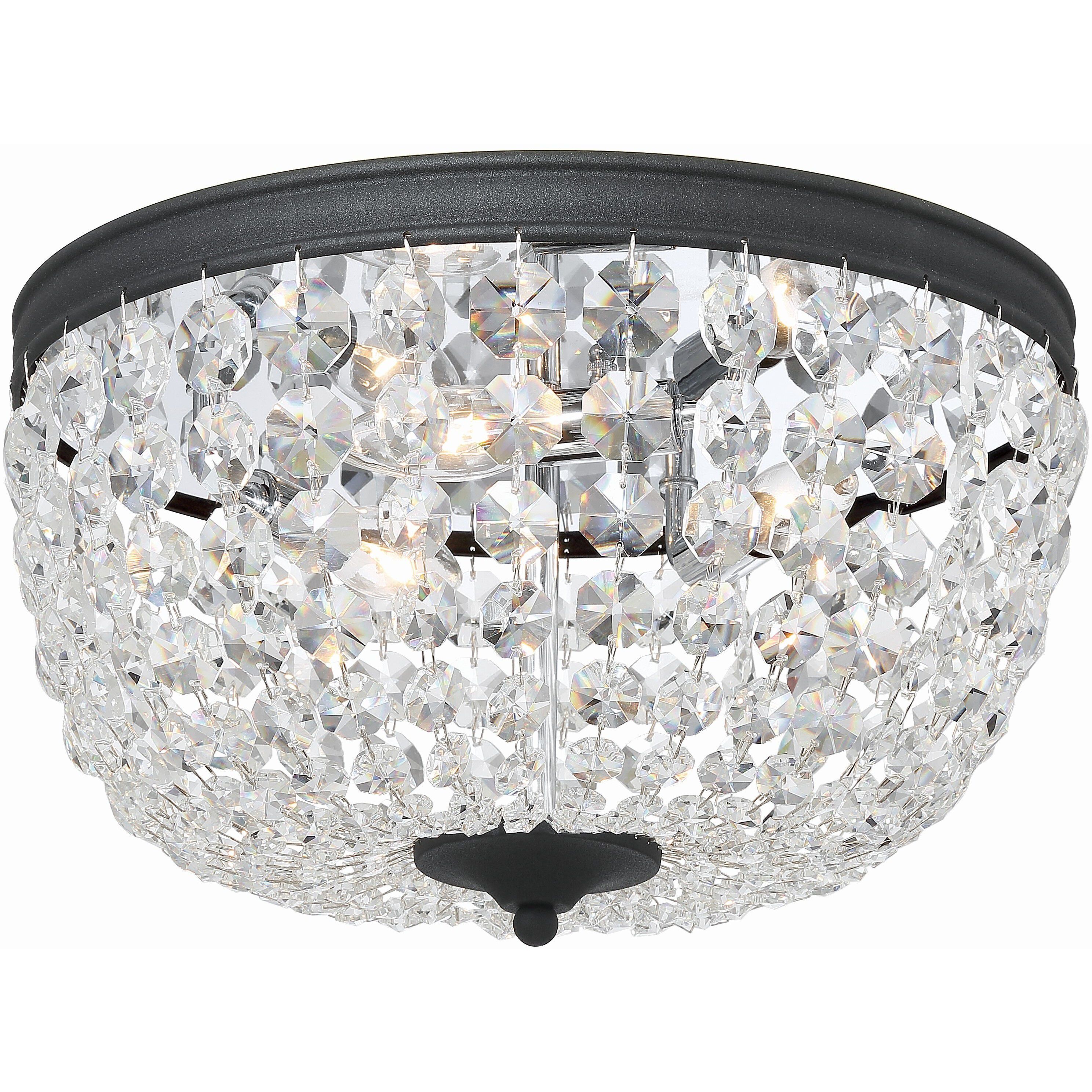 Nola 3 Light 14.25 inch Black Forged Flush Ceiling Light