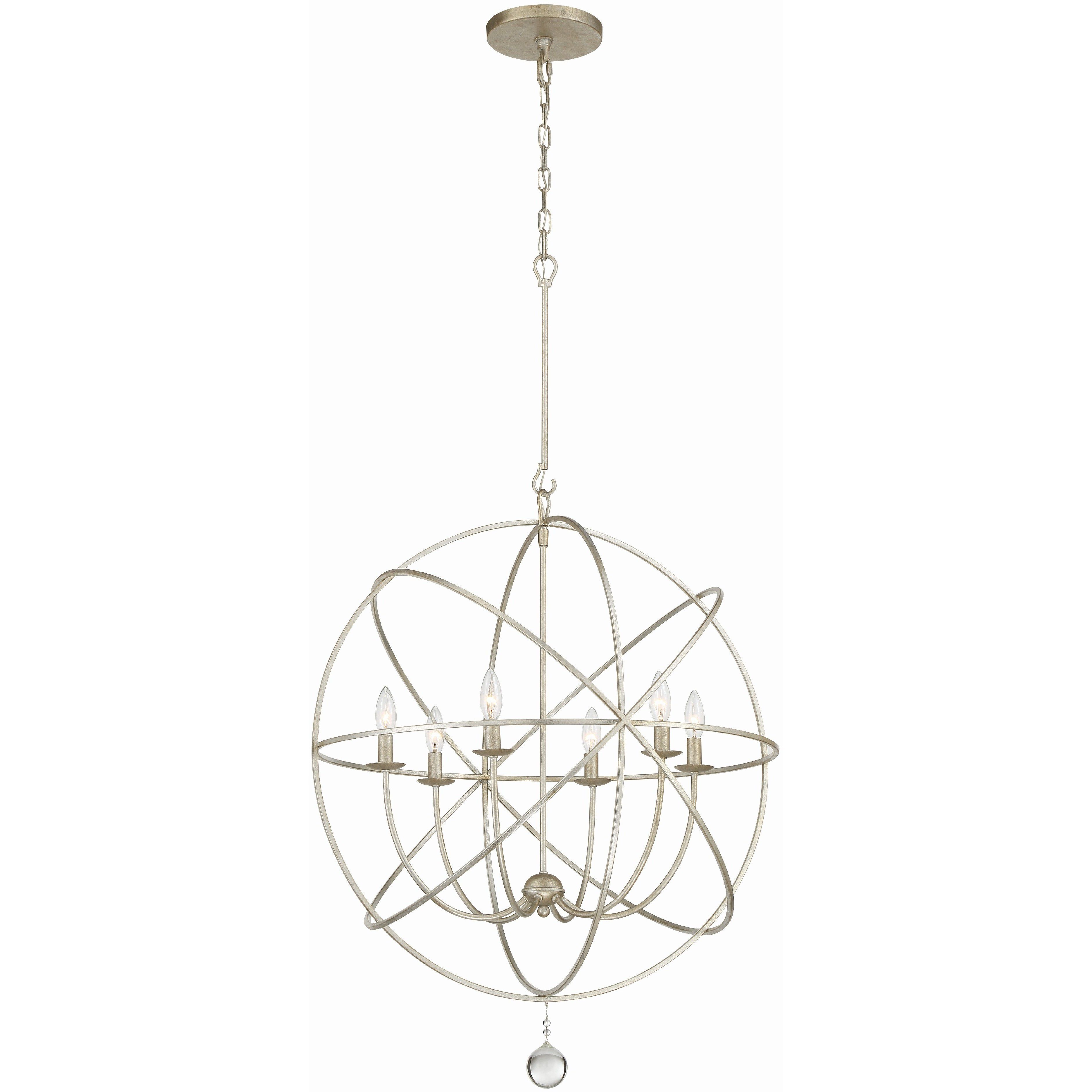 Solaris 6 Light 28.5 inch Olde Silver Chandelier Ceiling Light