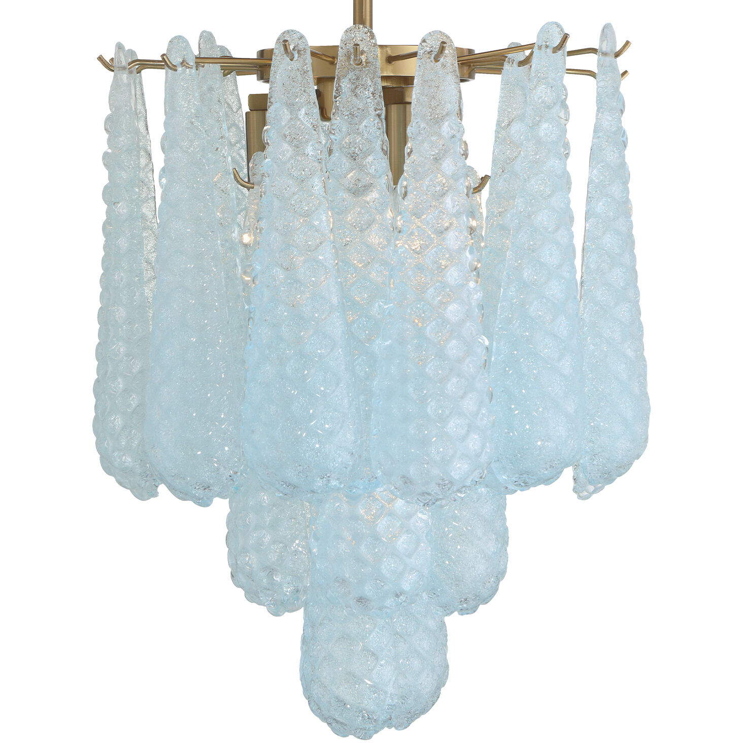 Ollie 4 Light 14.25 inch Aged Brass Semi Flush Ceiling Light in Sand Glass Blue