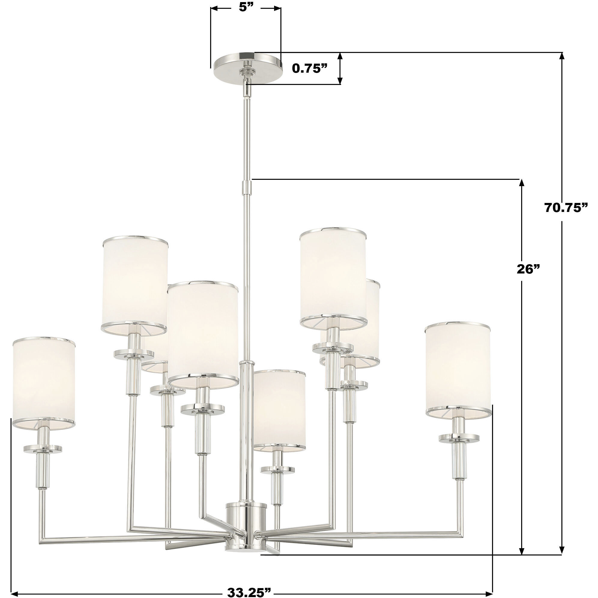 Hatfield 8 Light 33.25 inch Polished Nickel Chandelier Ceiling Light