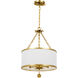 Broche 3 Light 14 inch Antique Gold Mini Chandelier Ceiling Light