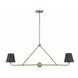 Xavier 2 Light 42 inch Vibrant Gold Linear Chandelier Ceiling Light