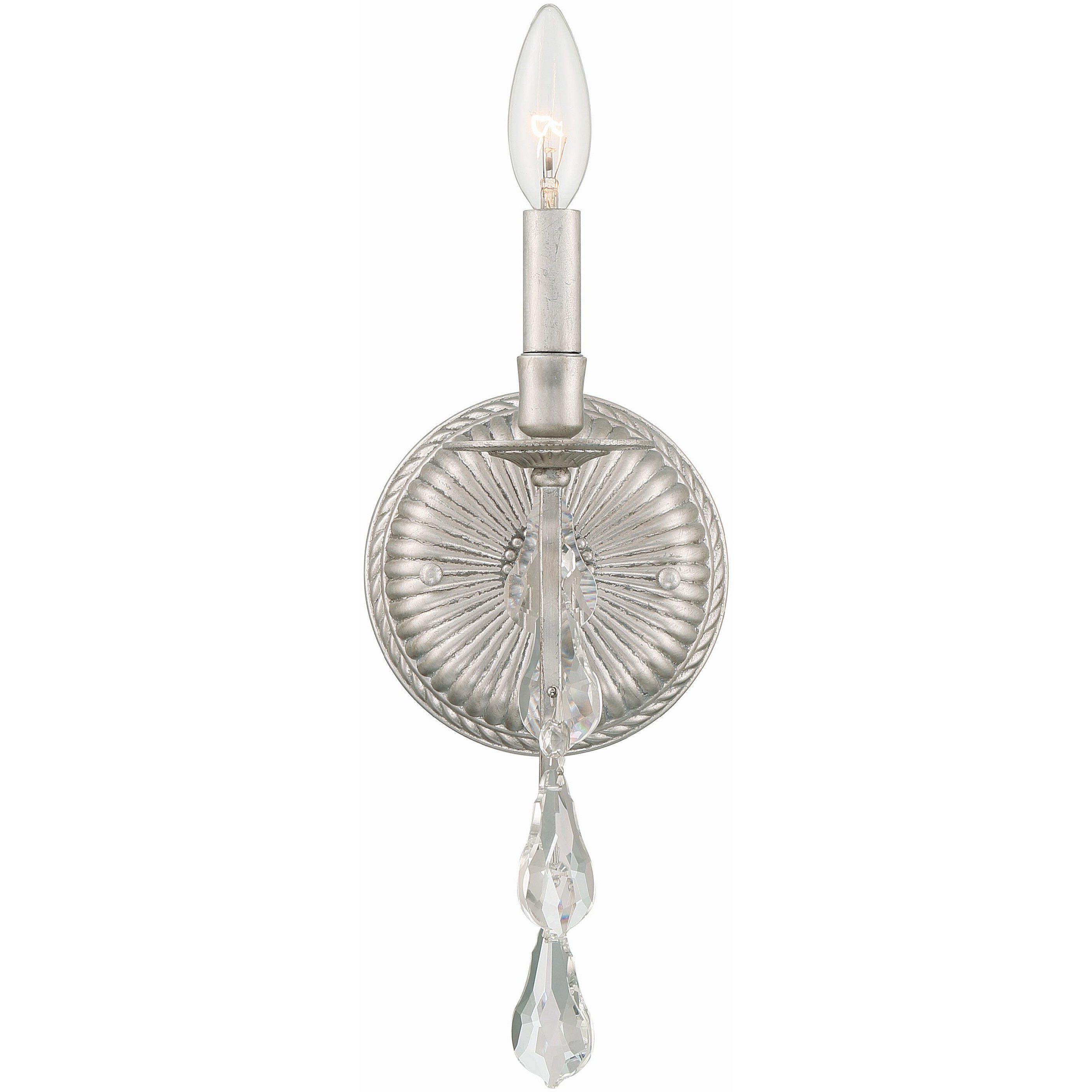 Ashton Bath Sconce Wall Light in Clear Swarovski Strass, Olde Silver