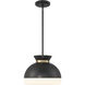 Gidget 2 Light 15 inch Matte Black and Vibrant Gold Mini Pendant Ceiling Light