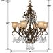 Norwalk 6 Light 28 inch Bronze Umber Chandelier Ceiling Light in Clear Italian