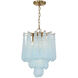 Ollie 4 Light 14.25 inch Aged Brass Chandelier Ceiling Light in Sand Glass Blue