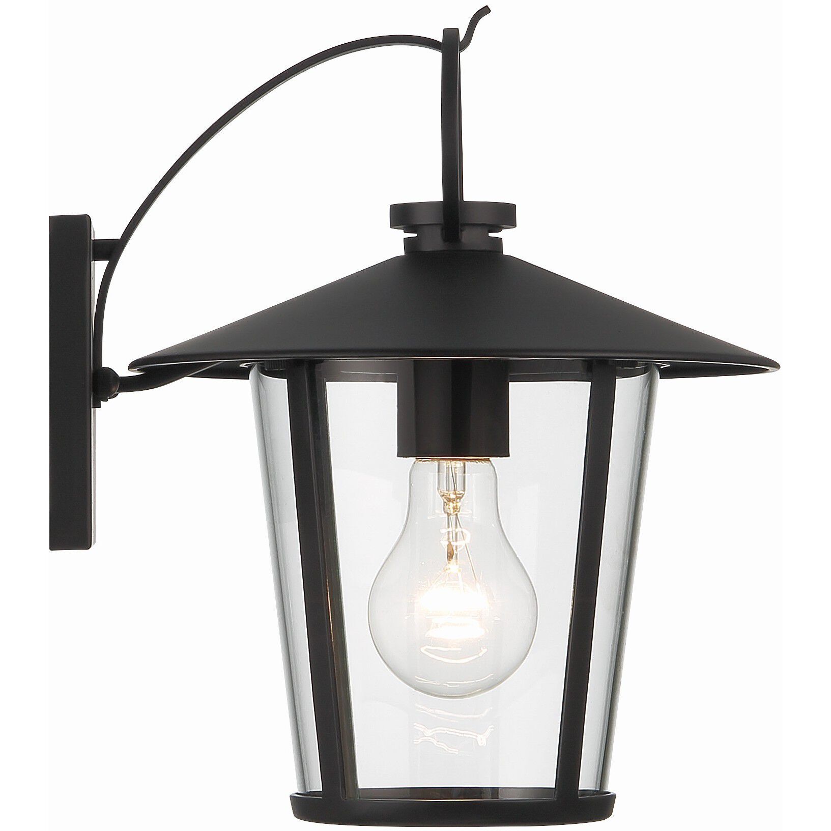 Andover 1 Light 11 inch Matte Black Outdoor Sconce in Clear