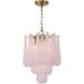 Ollie 4 Light 14.25 inch Aged Brass Chandelier Ceiling Light in Sand Glass Blush