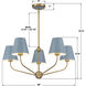 Xavier 5 Light 28 inch Vibrant Gold Chandelier Ceiling Light in Vibrant Gold and Blue