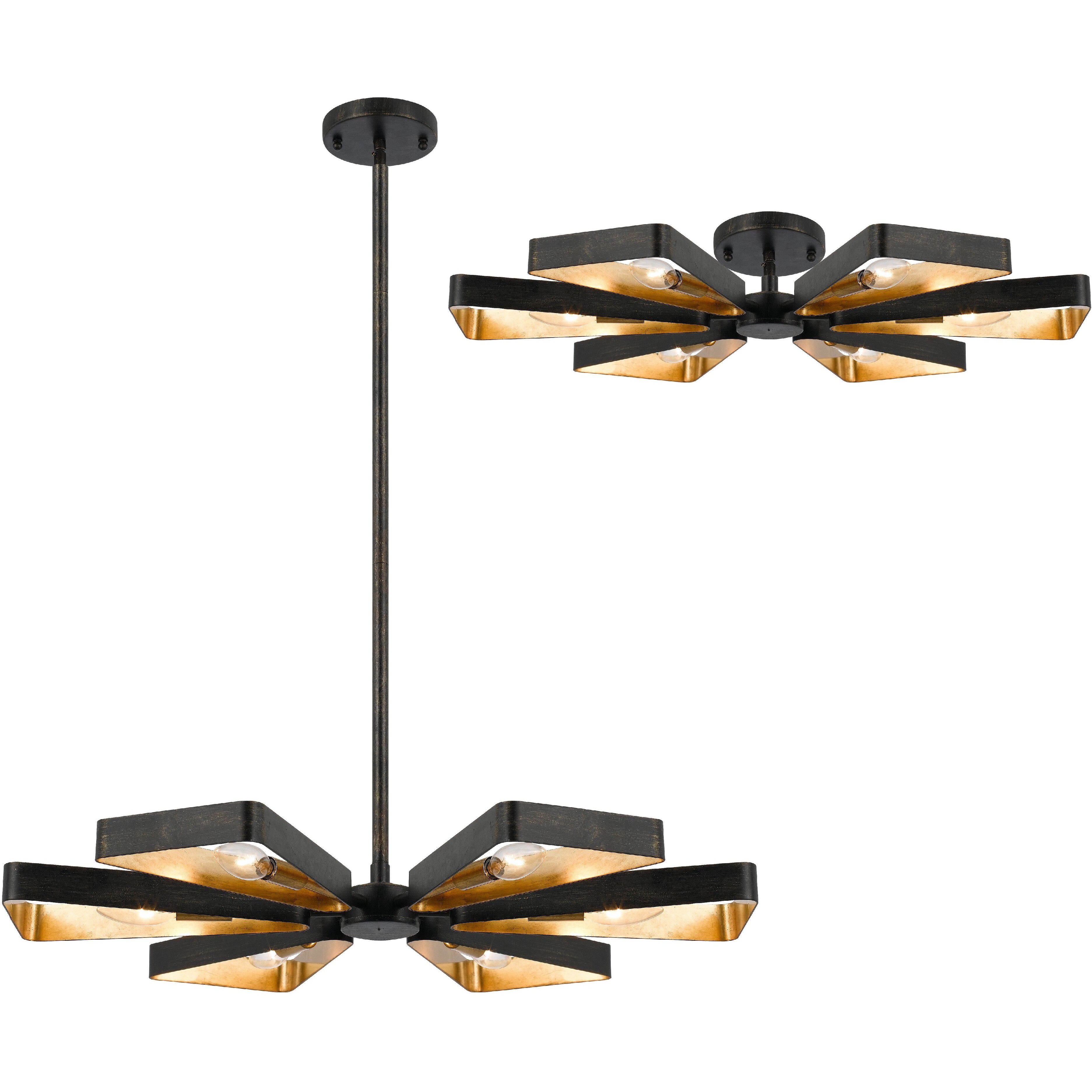 Luna 6 Light 27 inch English Bronze and Antique Gold Chandelier Ceiling Light