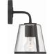 Fulton Bath Sconce Wall Light in Black, Clear