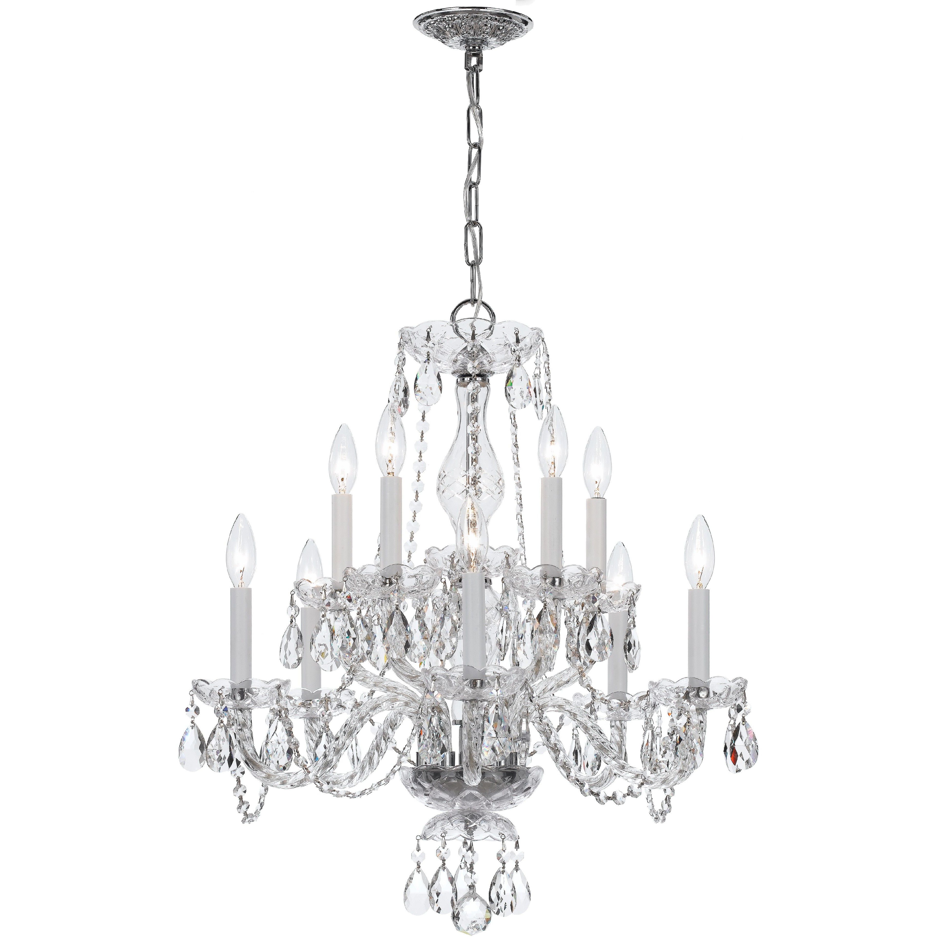Traditional Crystal 10 Light 23 inch Polished Chrome Chandelier Ceiling Light in Clear Swarovski Strass